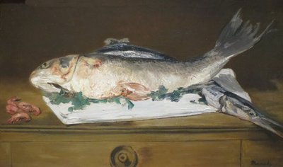 Nature morte, saumon, brochet et crevettes - Édouard Manet